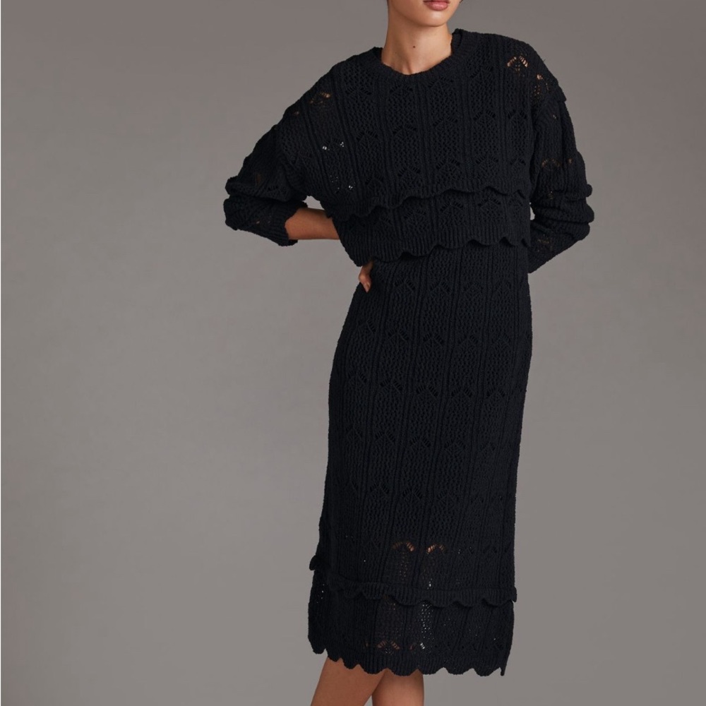 Anthropologie Crochet Sweater Dress Set Sz L